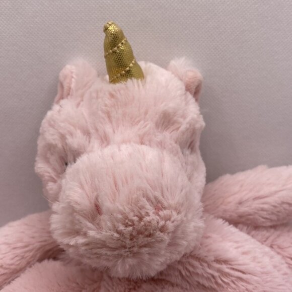 Kellytoy K. Luxe Baby Security Blanket Pink Unicorn Plush Head Lovey Rattle Toy - Picture 2 of 9
